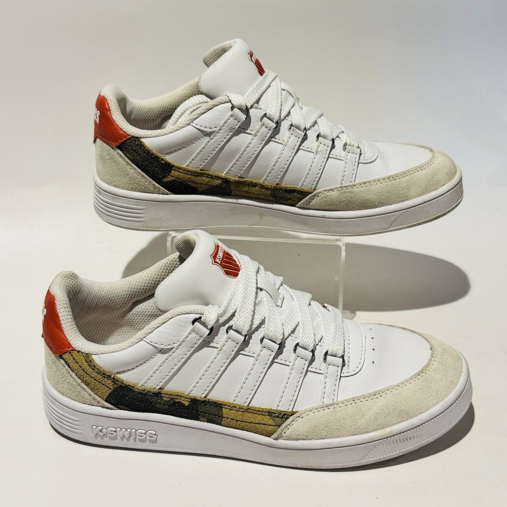 KSwiss Shoes Varsity Set Pro Court Low White Camo Orange Size 5.5 Urban Wear